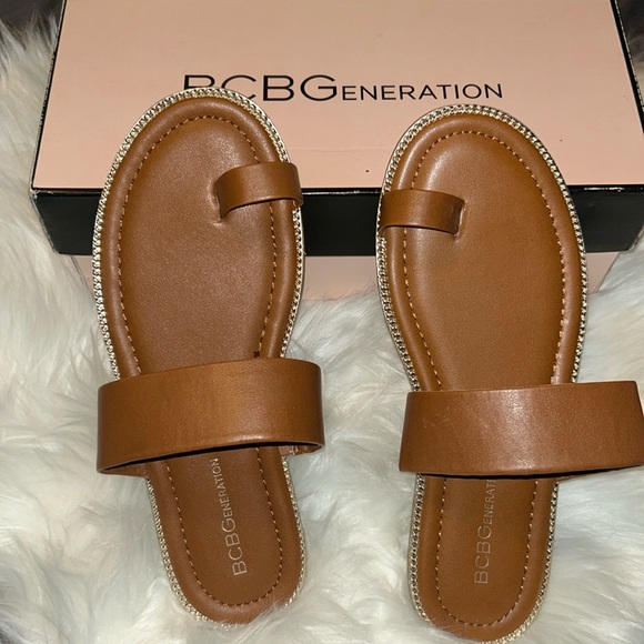 BCBGeneration Man Made Upper Cognac Sandals - Picture 1 of 4